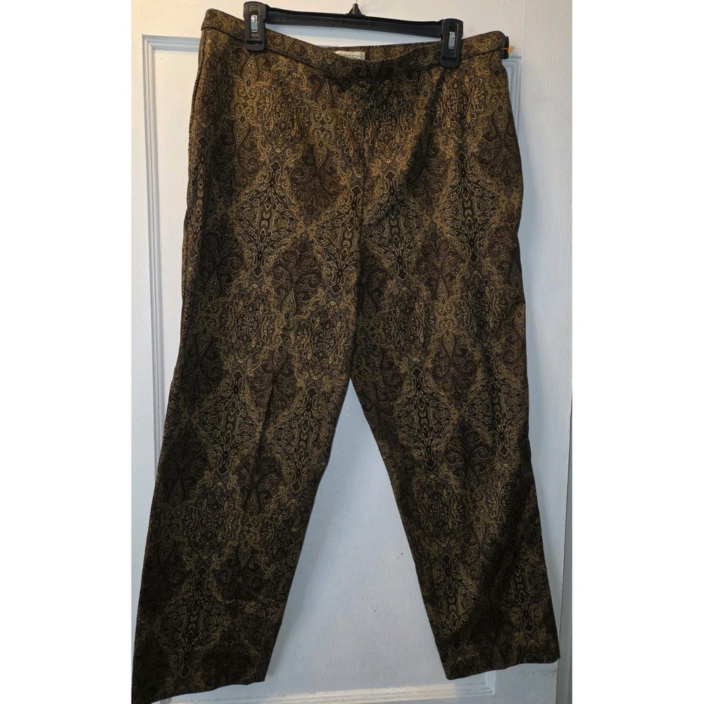 Vintage St Johns Bay Pants Womens 16 Petite Brown Paisley All Over Print